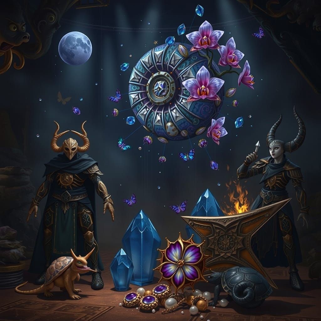 Epic RPG World with Adventurers and Ethereal Crystal Caverns