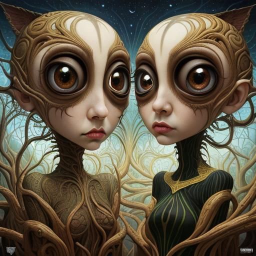 Surreal People with Fractal Eyes in Pop Surrealism