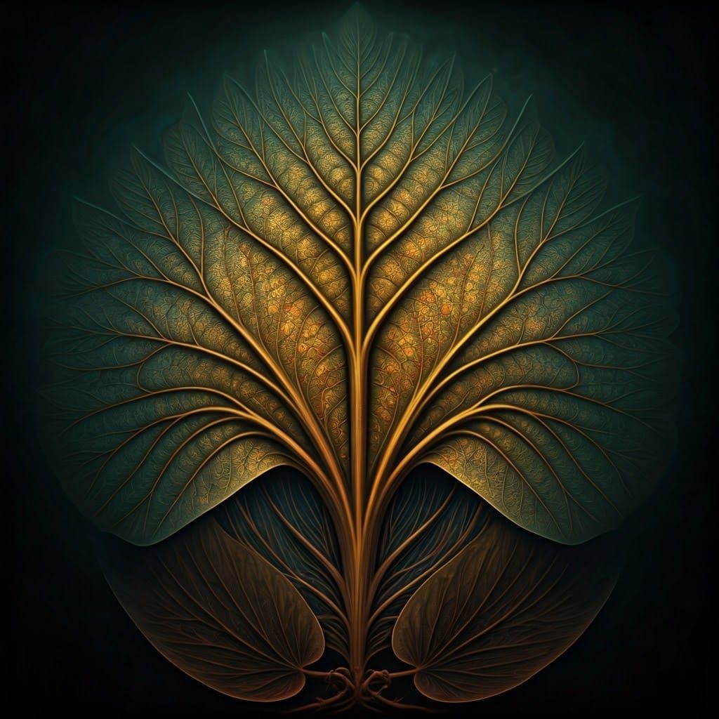 Golden Ratio Fantastical Plant Diagram in Matte Painting Sty...