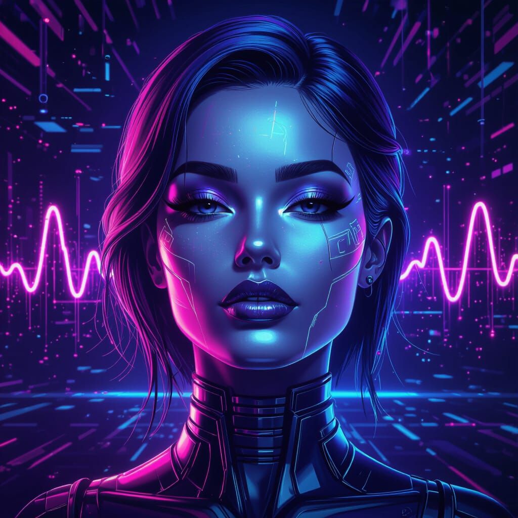 Holographic Chrome Face Integrated with Soundwaves