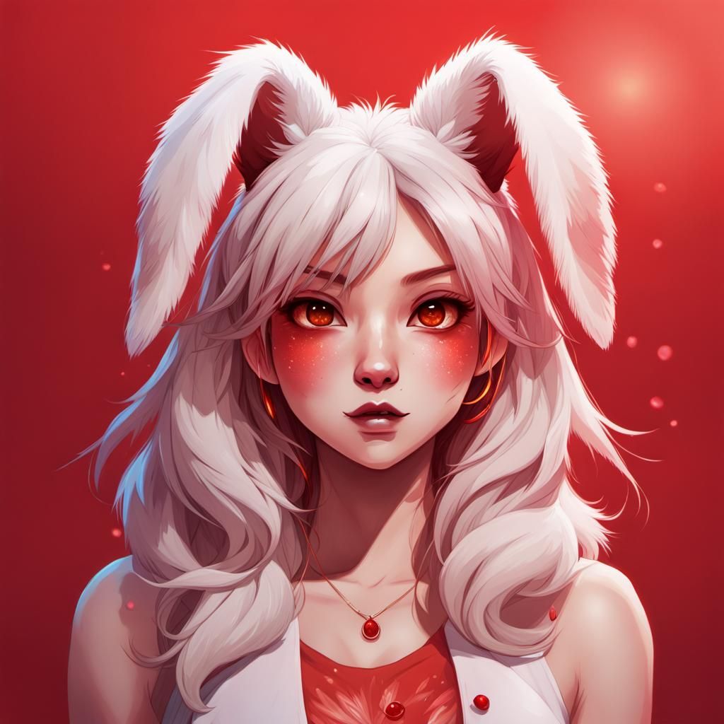 Hyperrealistic Anthro Bunny Girl in Kawaii Art Style