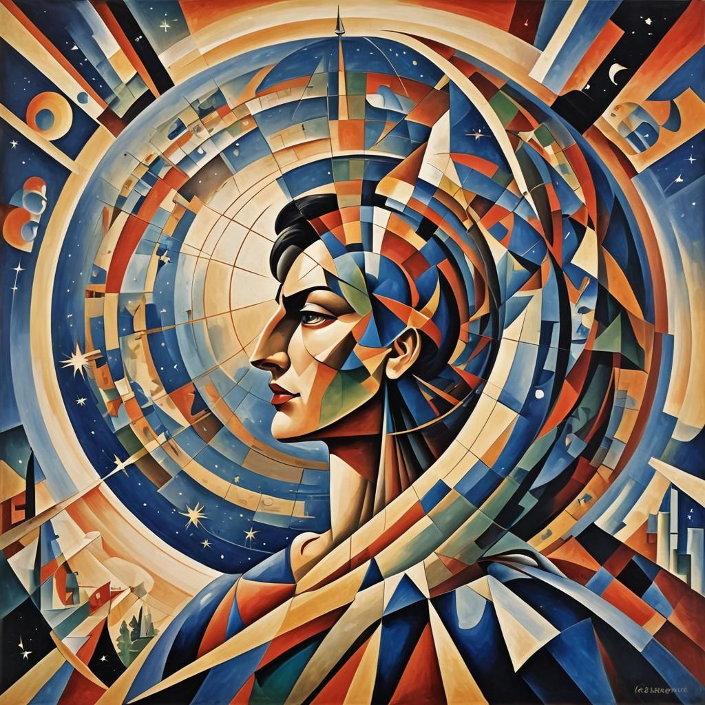 Atlas in Space: A Cubist Rendition of Earth's Burden