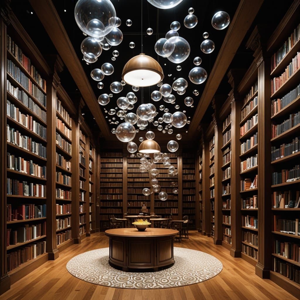 Bubbling Library Floor Plan in Comic Book Style