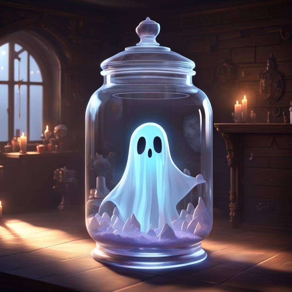 Ghost's Crystal Jar Party: 3D Artstation Render