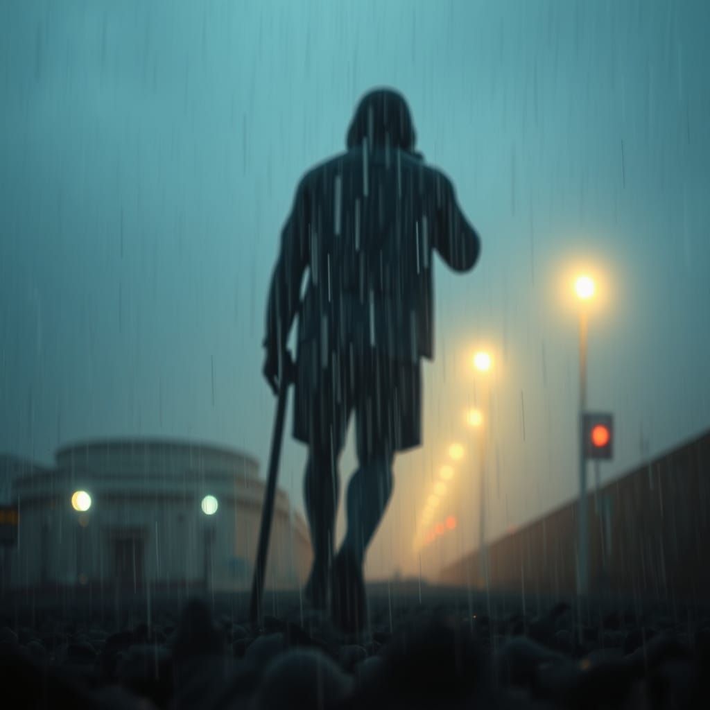 Epic Digital Rain Cinematic in Film Noir Style