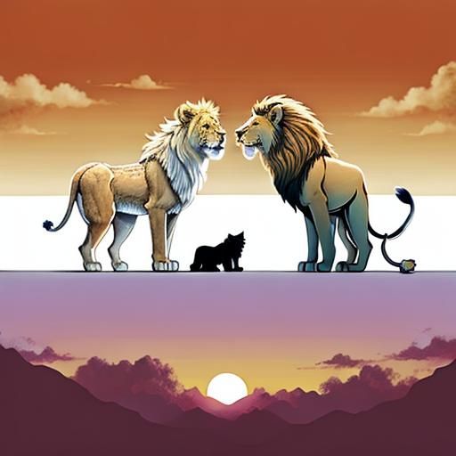 Lion and Wolf Digital Art