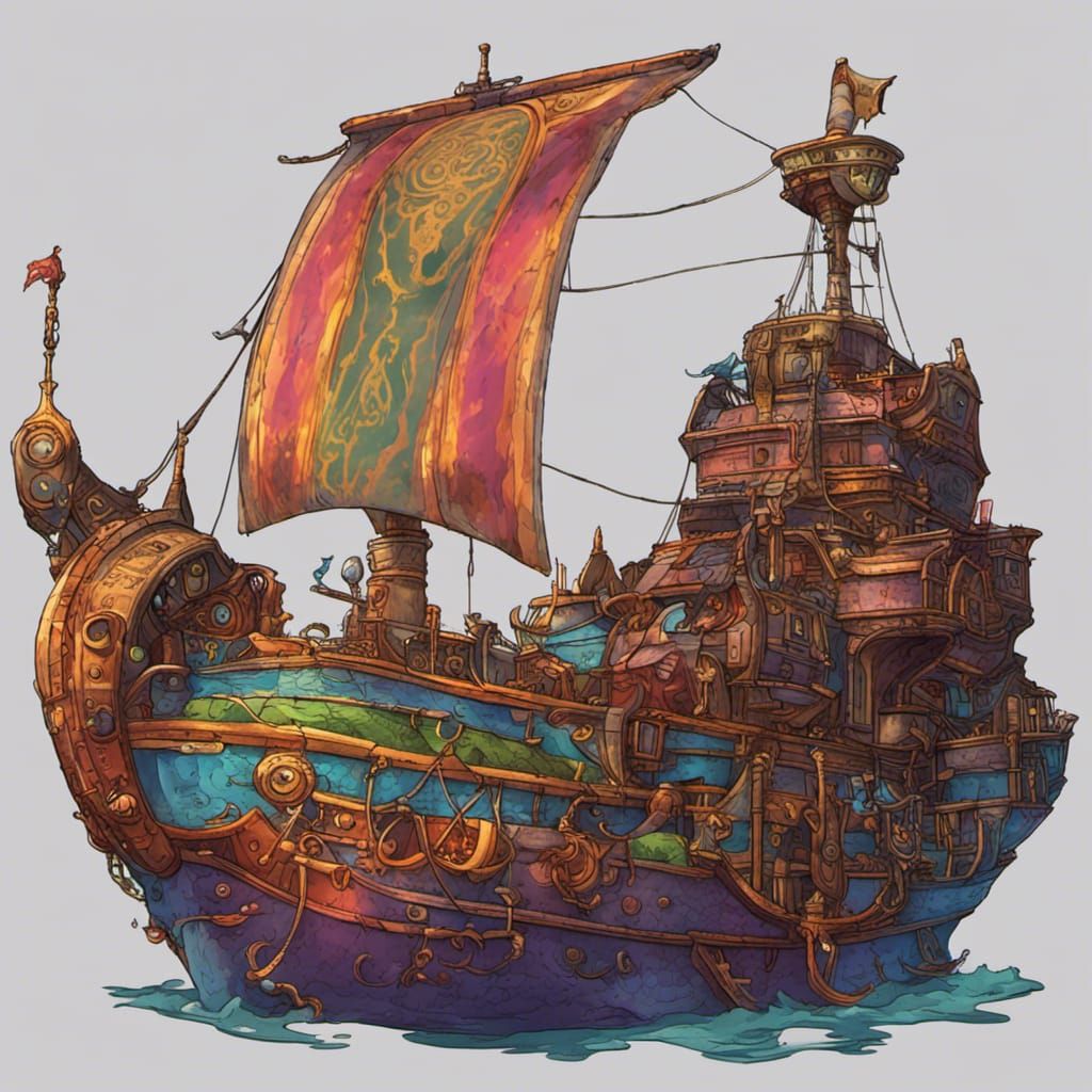 Orc Captain Zog's Vibrant Ship: The Night Treader