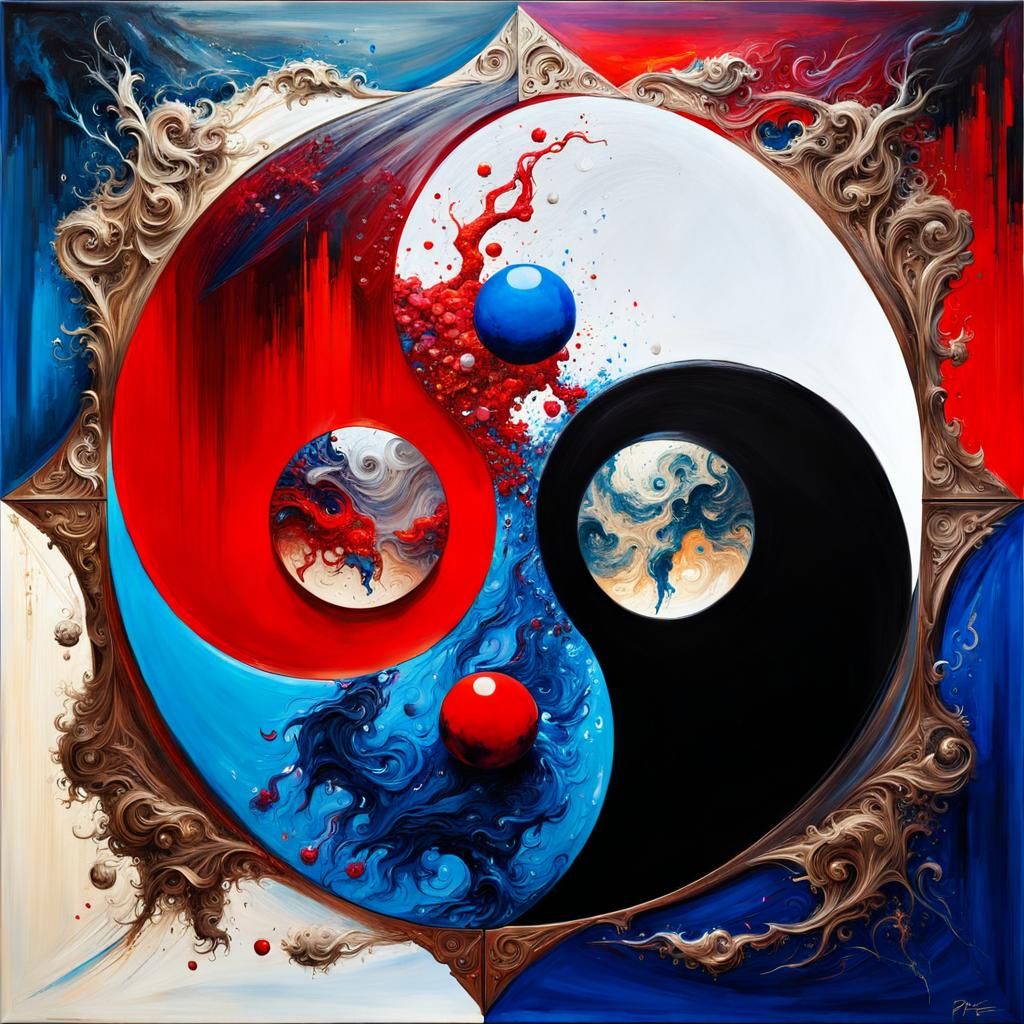Mystical Yin Yang Acrylic Painting in Fine Art Style