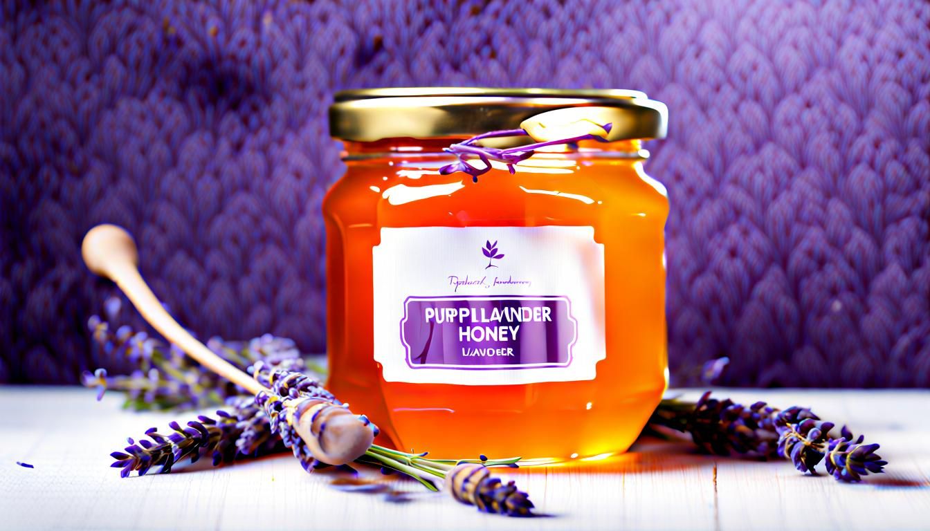 Glass Jar of Sweet Purple Lavender Honey