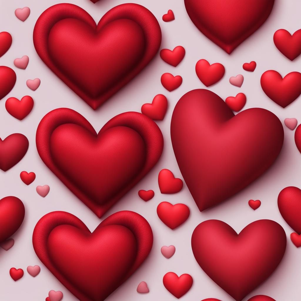 Matte Red Puffy Valentine Heart Digital Art