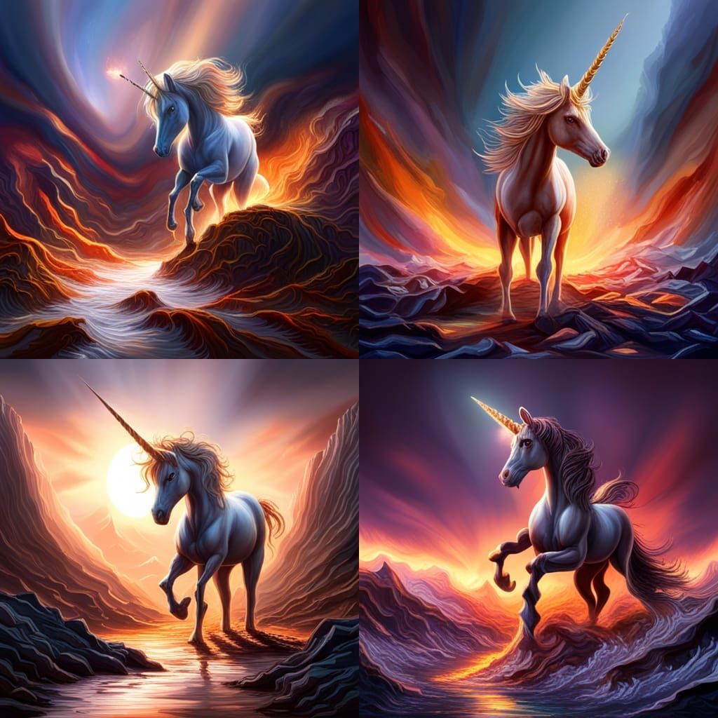 Unicorn at Hell's Gate: Hyperrealistic Concept Art