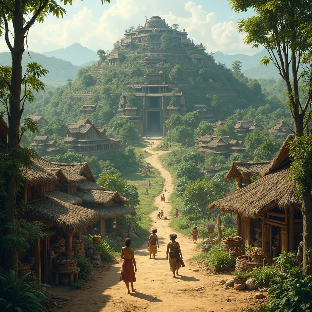 Amazonian City with Traders, Organic Architecture