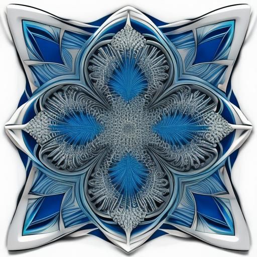 Abstract Vector Fractal with Zentangle Elements