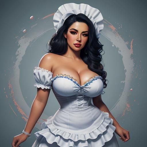 Latina Pinup Maid in Hyperrealistic Digital Art