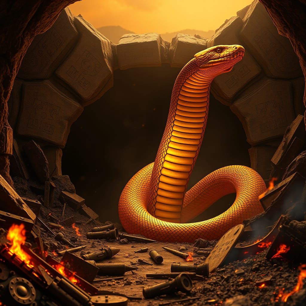 Golden Snake Emerges from Post-Apocalyptic Bunker