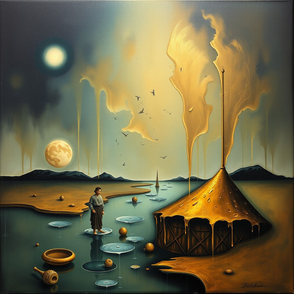 Surreal Melancholy: Melting Tears in Oil, Dali Style
