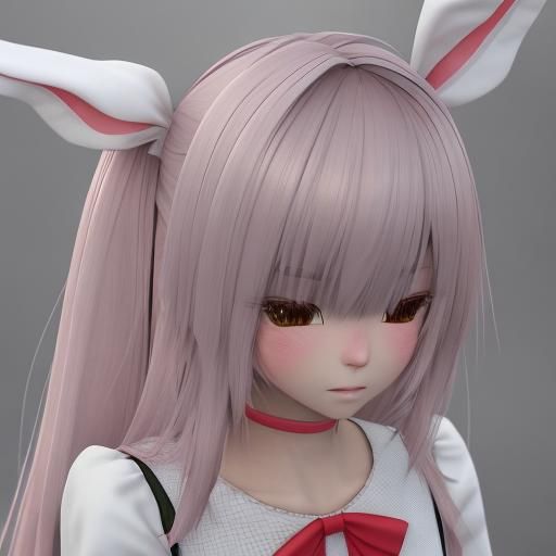 Anime Guy Blushing in Bunny Suit: 3D Render