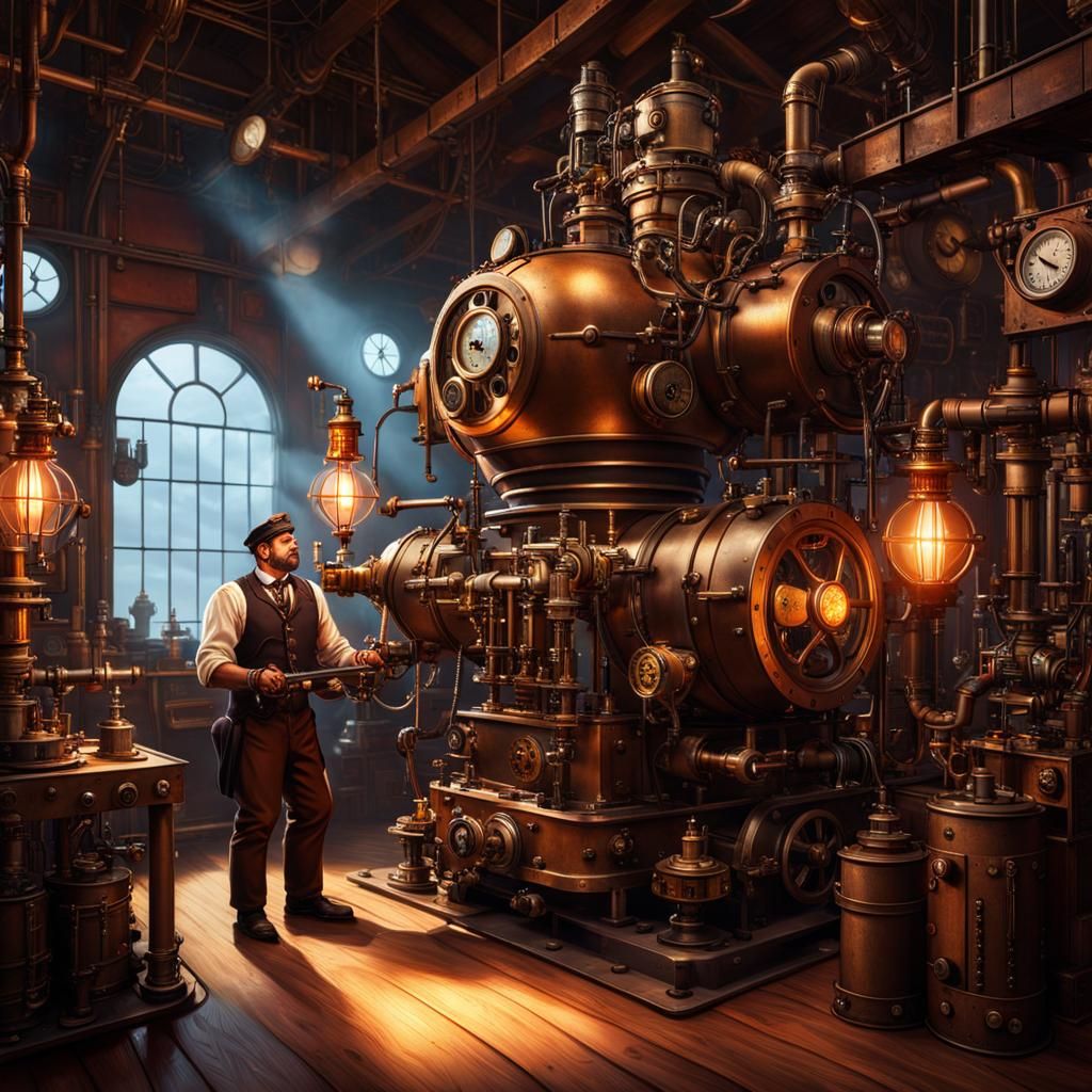 Steampunk Artificer Building Steam-Powered Robot