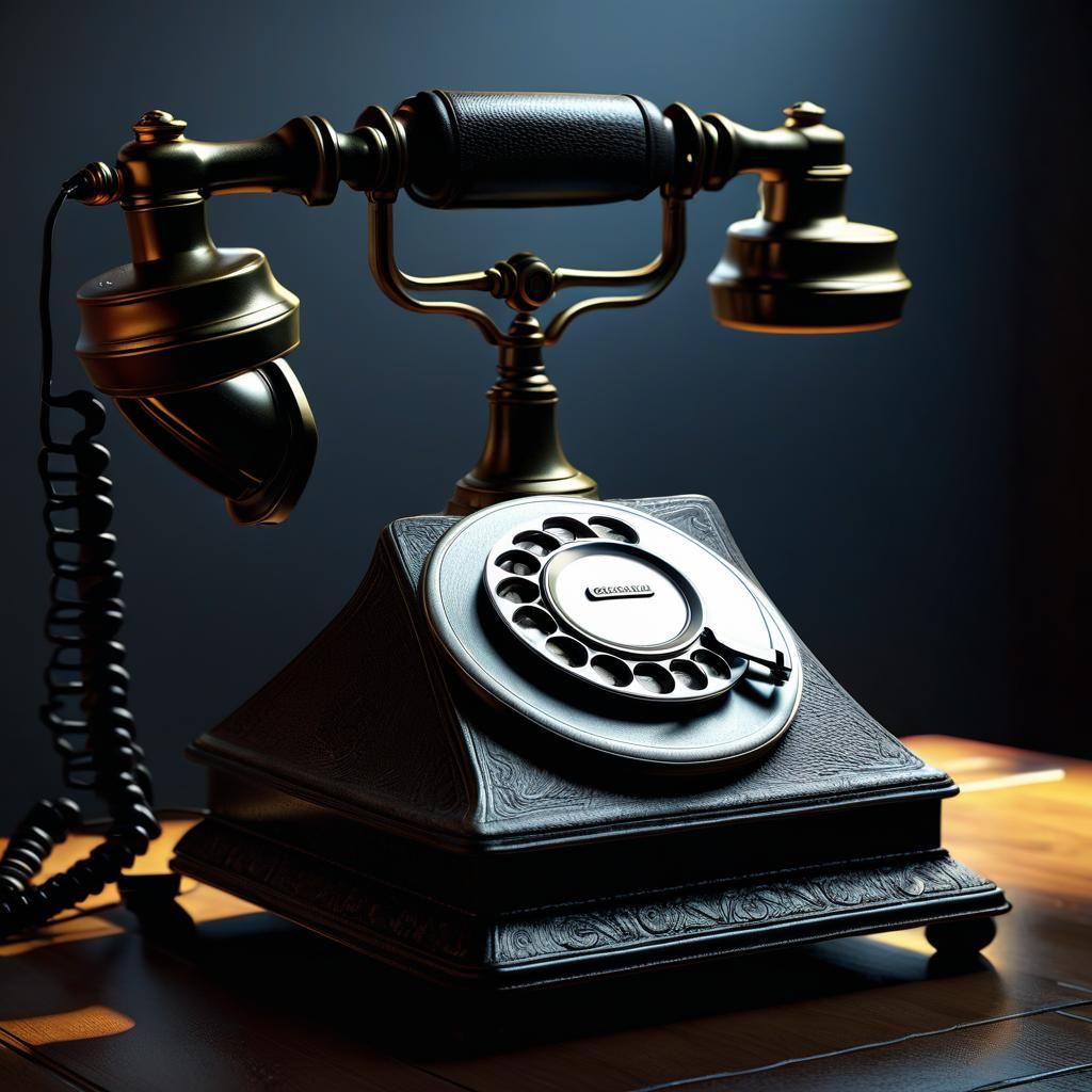 Vintage Telephone as Photorealistic Oil Painting