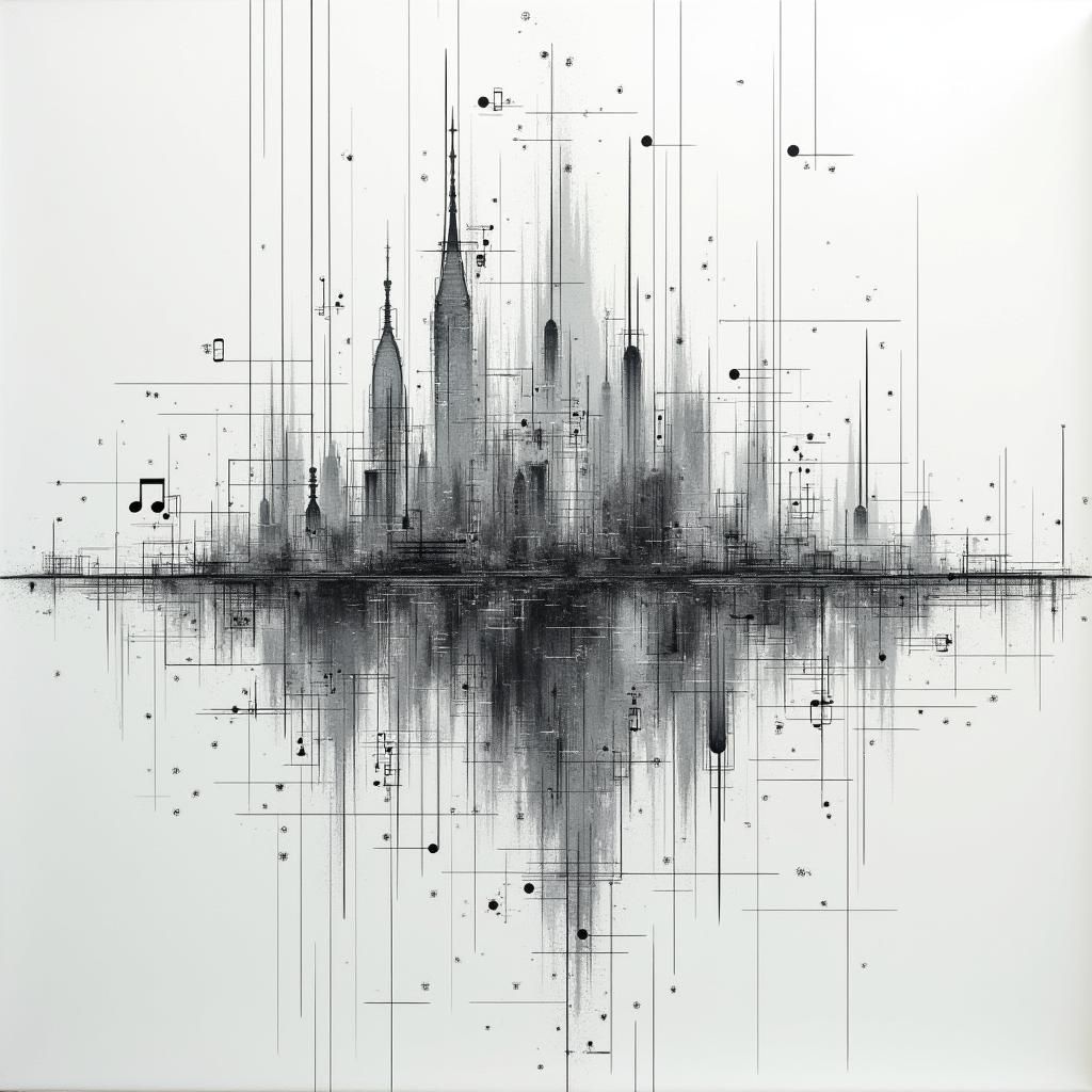 Musical Notes Become Cyberpunk City Blueprints