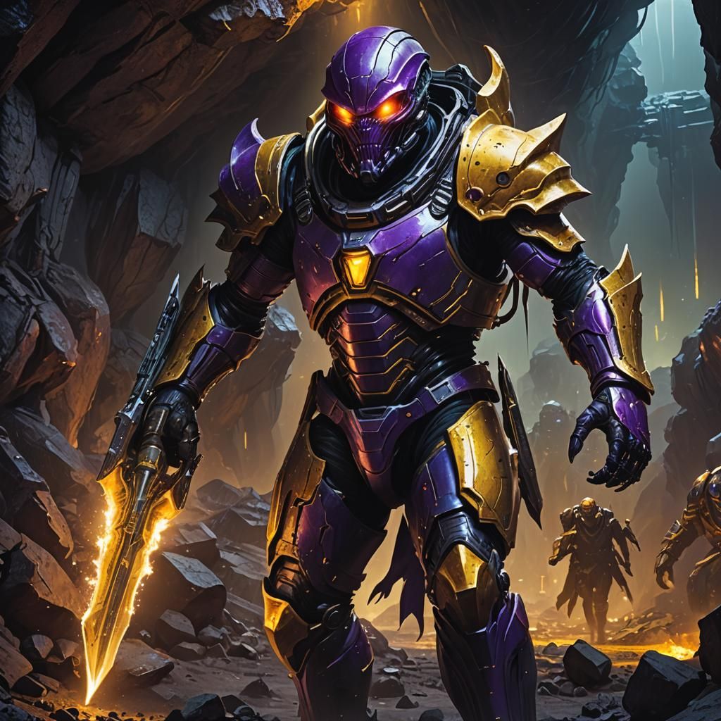 Elite Alien Invades Mine: Vivid Digital Art