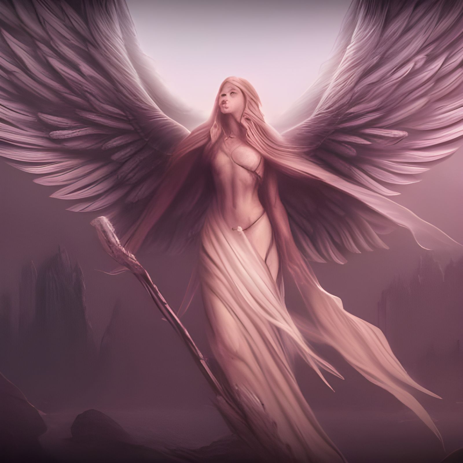 Angel in Detailed Pencil Sketch Art