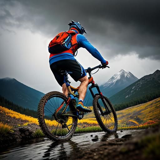 Mountain Biking Masterpiece in Kinetic Pointillism