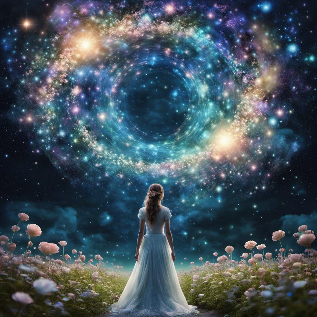 Celestial Garden: A Surrealist Vision of Stardust and Light