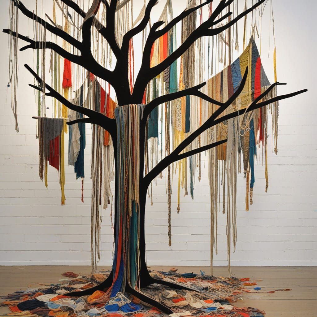 Textile Explosion Sculpture in Vibrant Colors