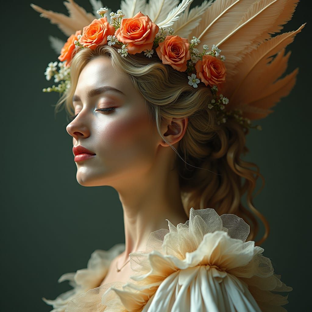 Art Nouveau Female Figures with Primroses