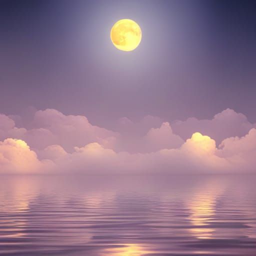 Ethereal Lunar Eclipse Reflected on the Sea