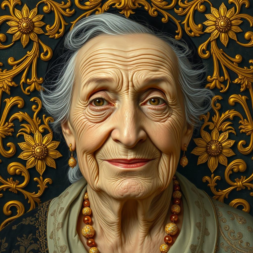 Elegant Elderly Woman in Art Nouveau Style