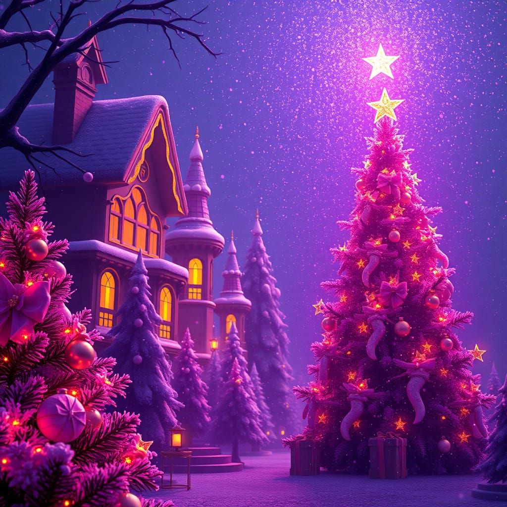Surreal Purple Christmas Fantasy Realm