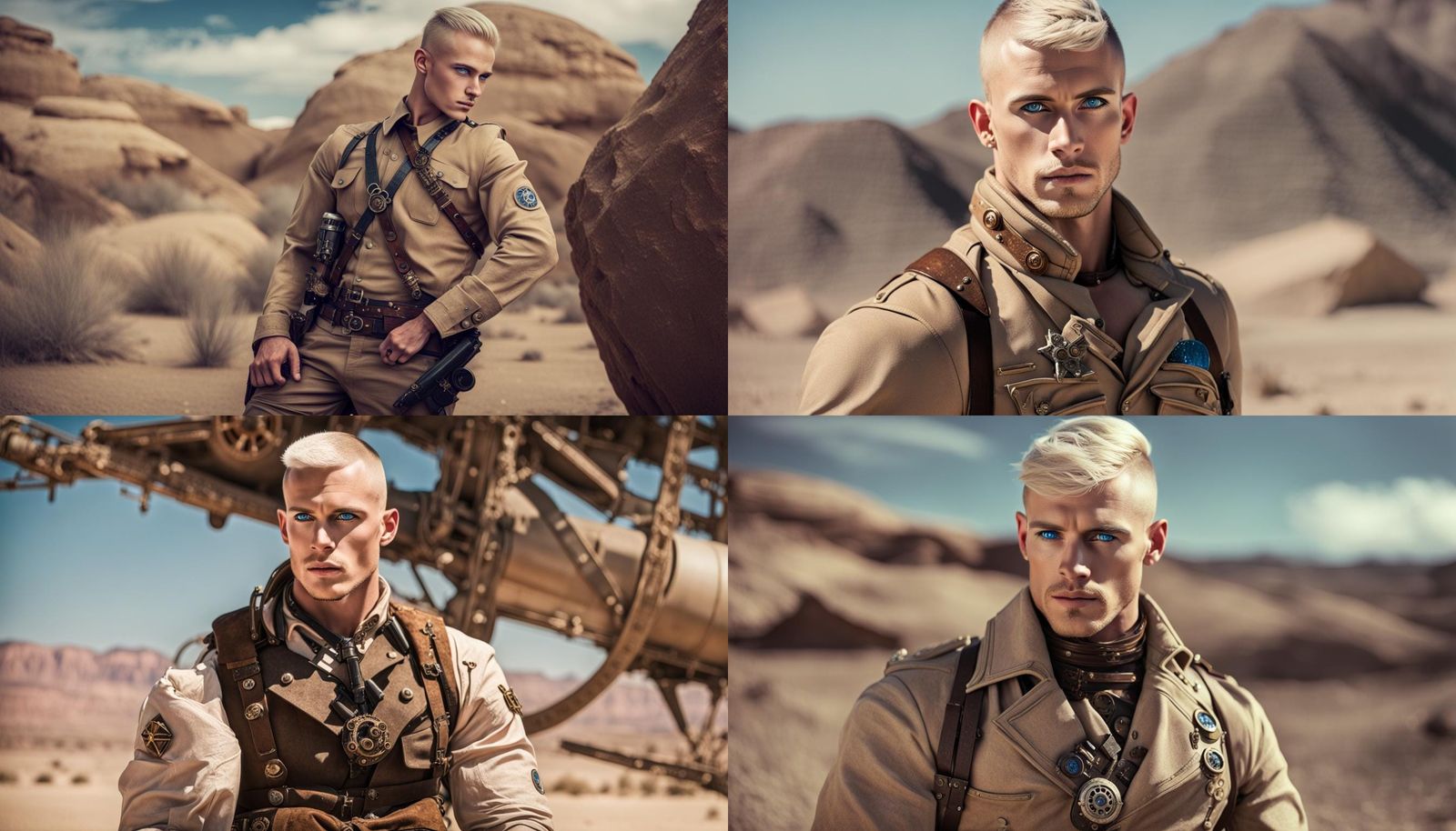 Steampunk Adonis: WWI Soldier in Desert Dystopia