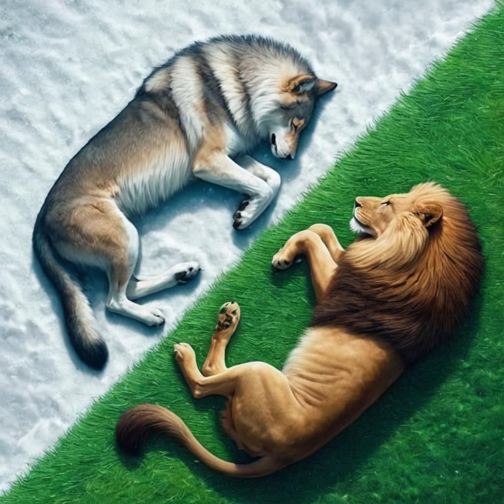 Diagonal Summer-Winter Composition of Lion and Wolf