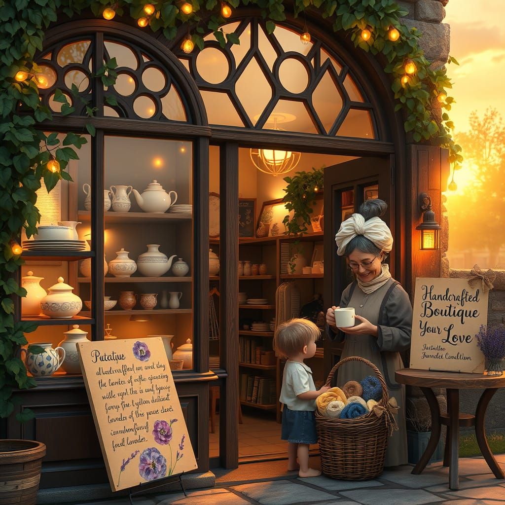 Whimsical Artisan Boutique with Handcrafted Pottery and Lave...