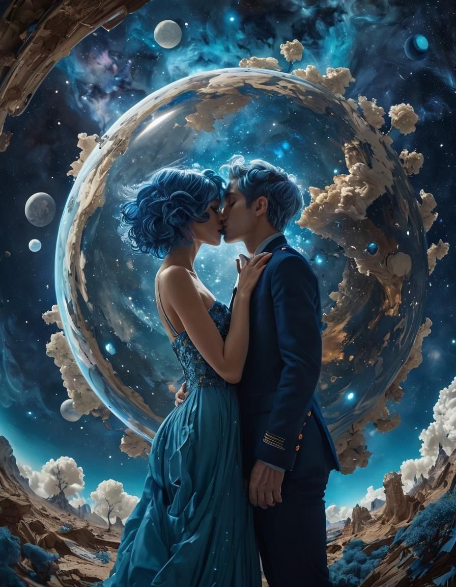 Two narcissists in mirrors' gleam,
Love only their own face.
In reflections, like a dream,
Their love is but a gaze.