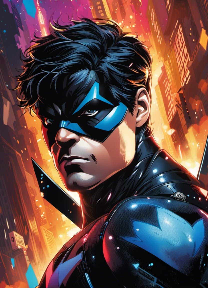 Hyperrealistic Nightwing Concept Art in Color Depth