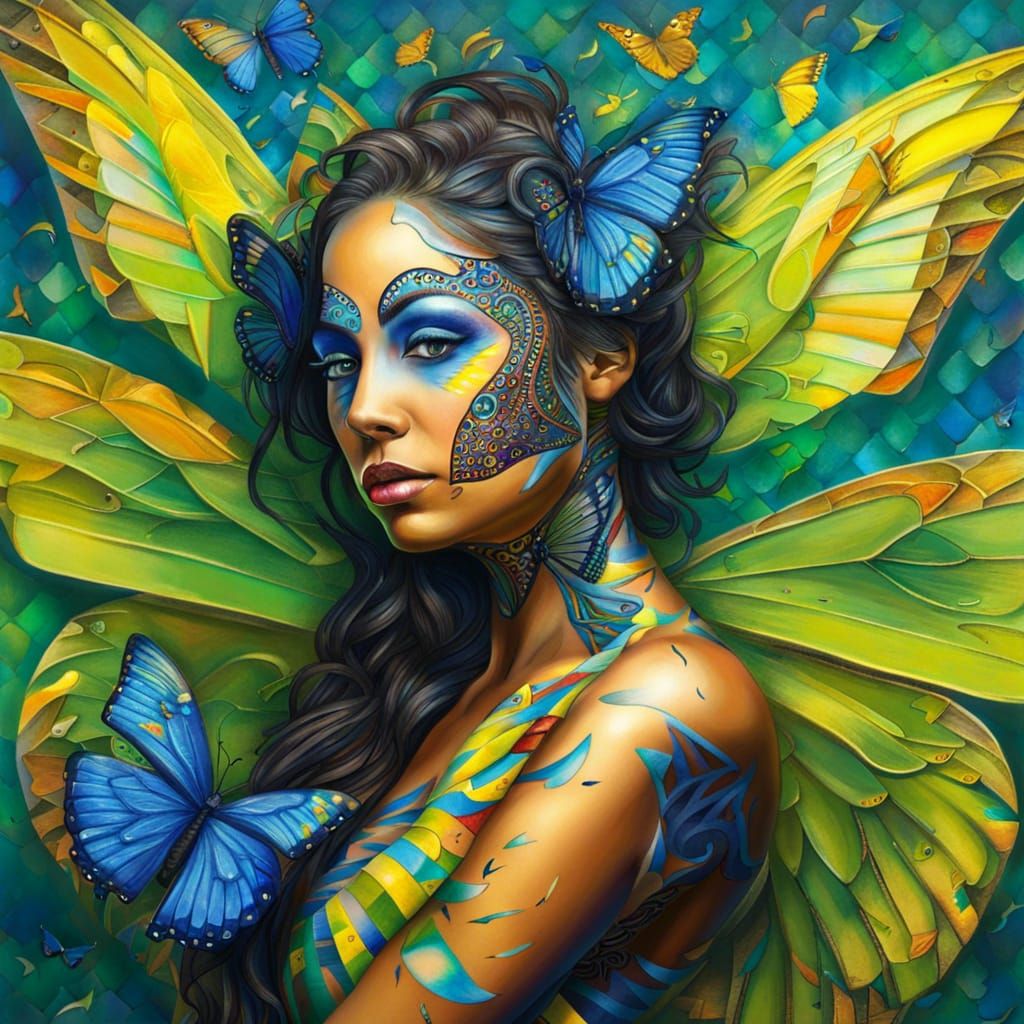 Butterfly Woman in Flight with Sheet Music