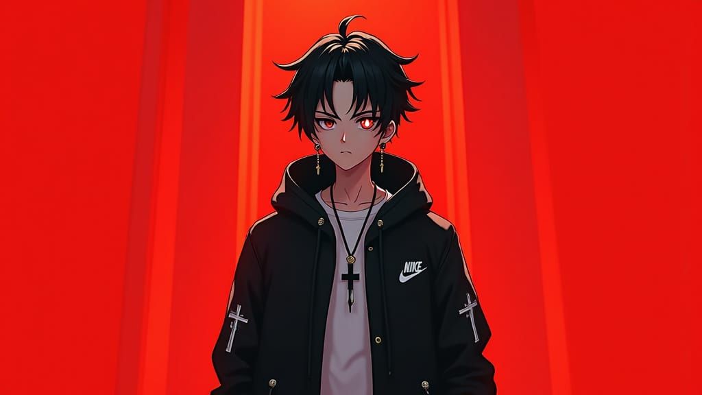 Boy with Star Eyes in Futuristic 3D Anime Style