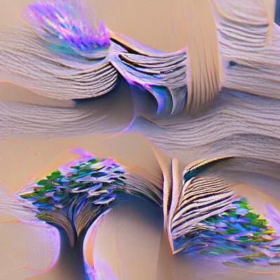 Ethereal Abstract Library with Books and Trees