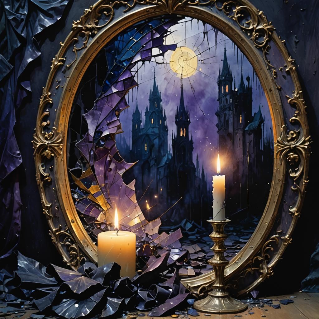 Shattered Mirror in Gothic Romanticism Style