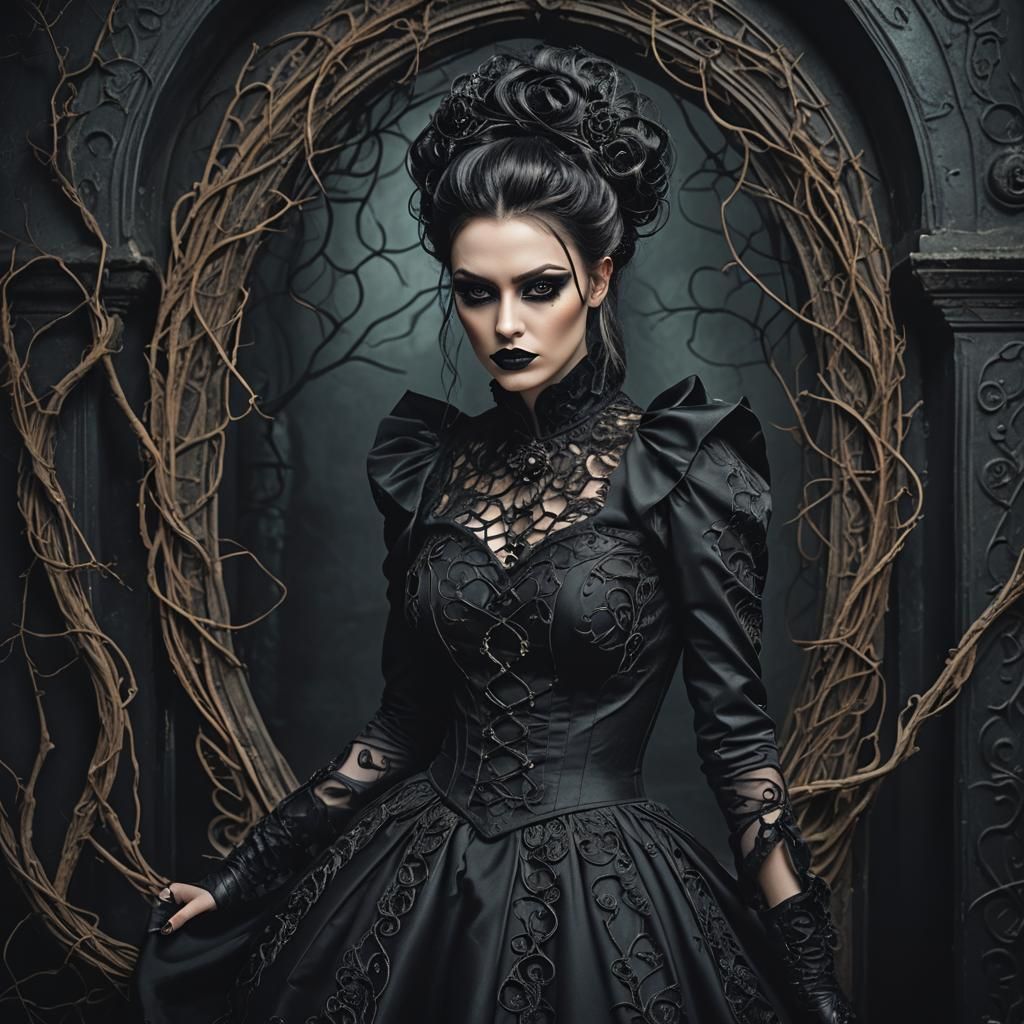 Gothic Fantasy Portrait of a Woman in Opulent Style