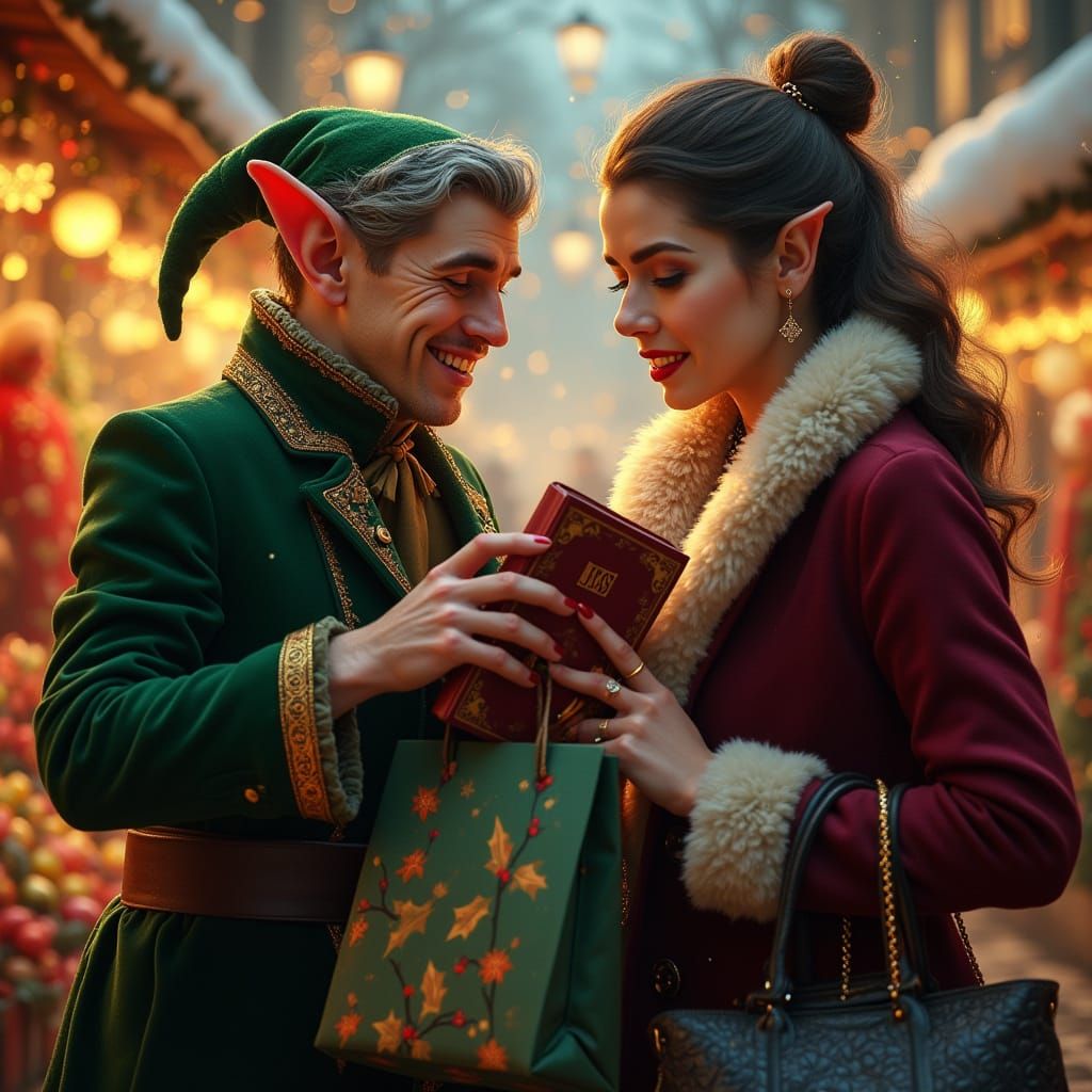 Mischief at the Holiday Market in a Cyberpunk Aesthetic