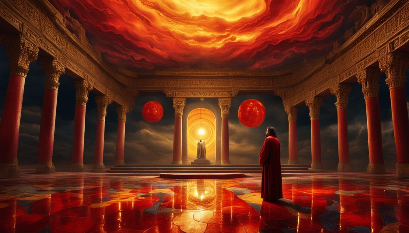 Jesus in Dreamscape: Surrealist Temple Scene