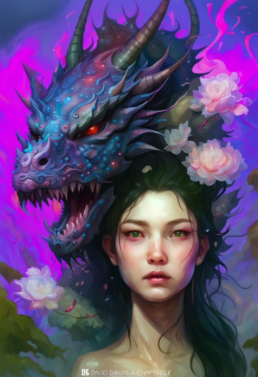 Ethereal Dragon Emerges from Water, Hyperdetailed Art
