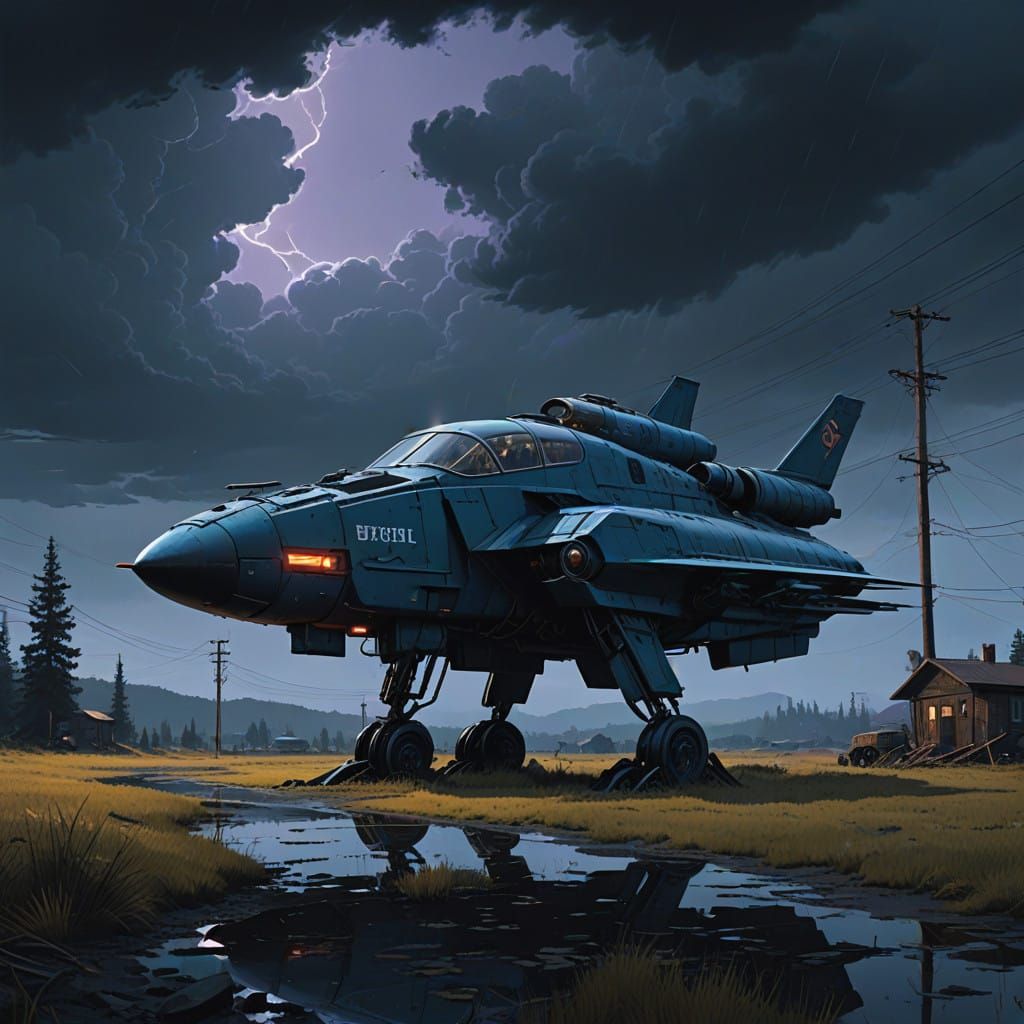 Mysterious Thunderbird Silhouette in a Stormy Sky