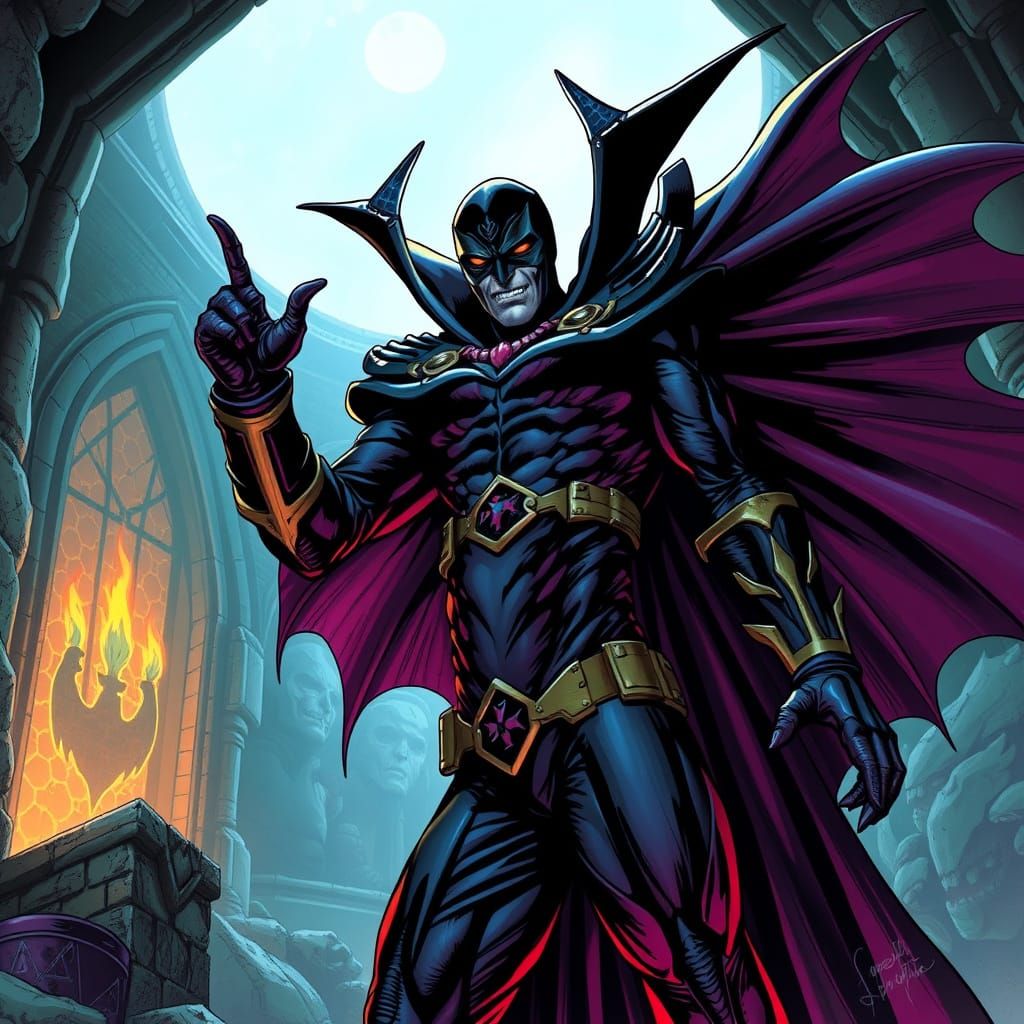 Supervillain in Elaborate Costume, Comic Book Art
