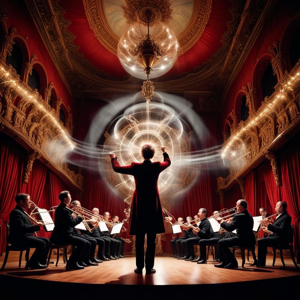 Conductor in Double Exposure Renaissance Style