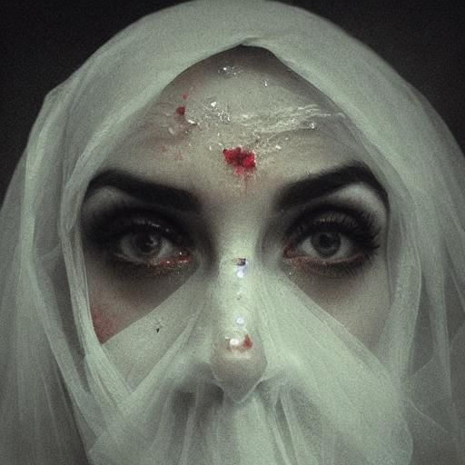 Eerie Veiled Woman Portrait in Surreal Style